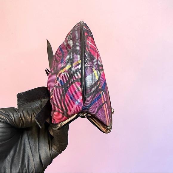 Coach Poppy Signature Tartan Plaid Kiss Lock Coin Purse (A474) - Picture 4 of 6